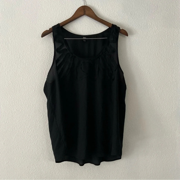 Blouse Stitched Texture Neckline Black Tank Racerback XXL Sleeveless - Picture 6 of 7